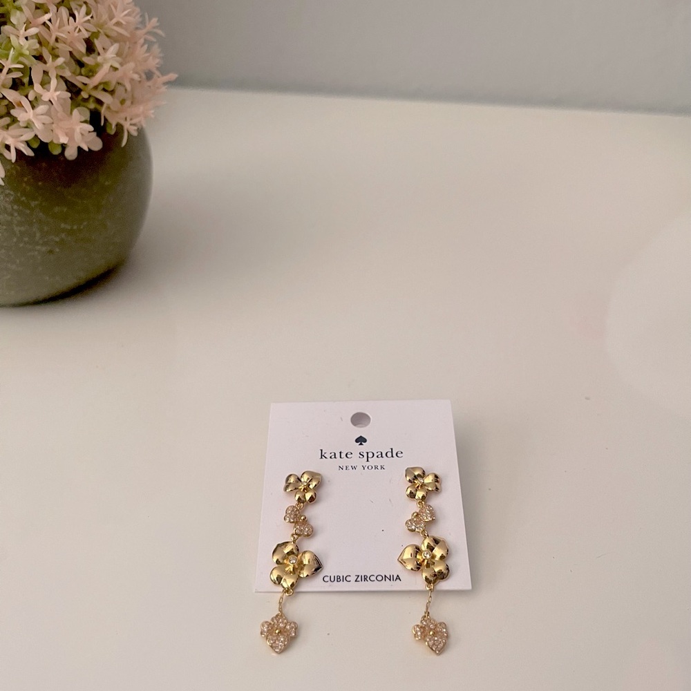 Kate Spade Gold Floral Statement Earrings